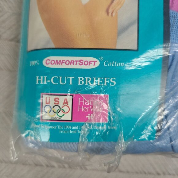 Vintage Hanes Her Way Cotton Hi-Cut Briefs Size 9 ComfortSoft 3-Pack NEW - Picture 2 of 5